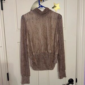 Joie Metallic Sheer Blouse